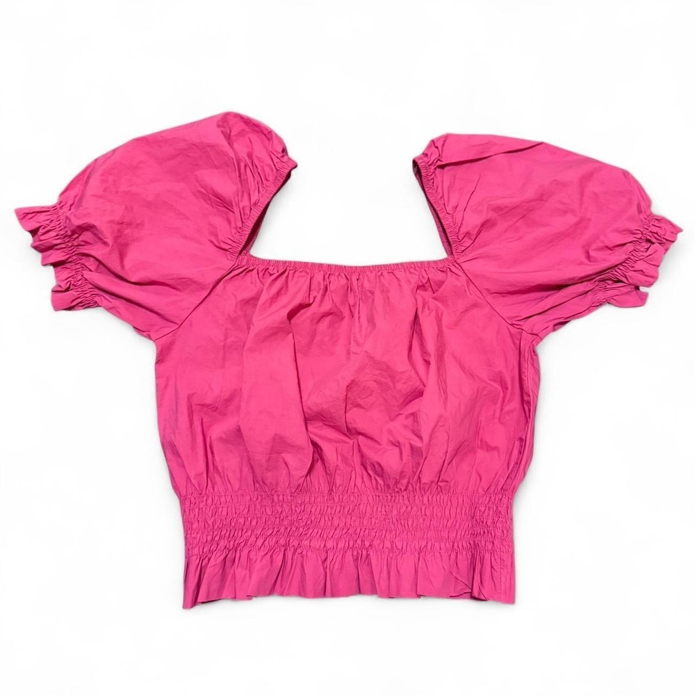 100% Cotton Sz S Puff Sleeve Crop Top Made in Italy Y2K Coquette